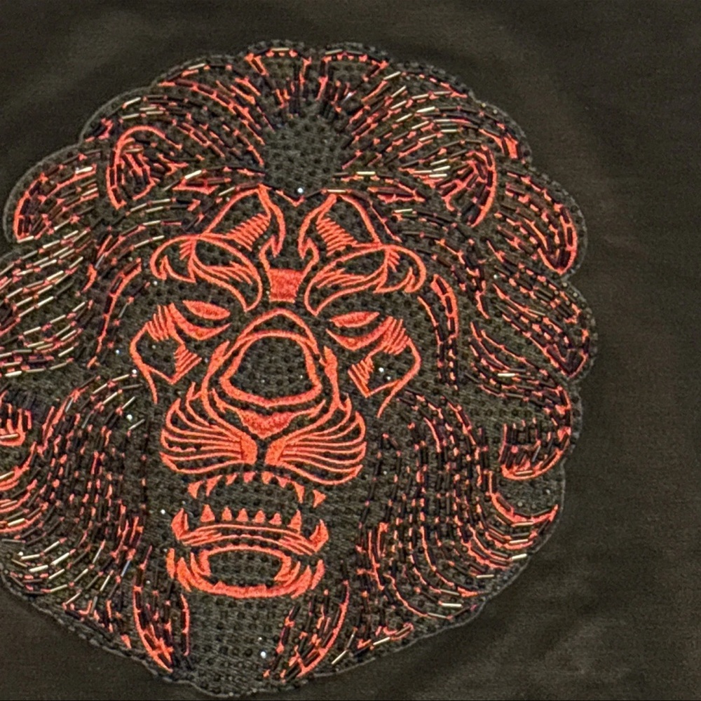 Makobi jeans USA men’s Soft studded lion Side Zip Heavy Sweatshirt y2k Sz LARGE - Picture 8 of 12